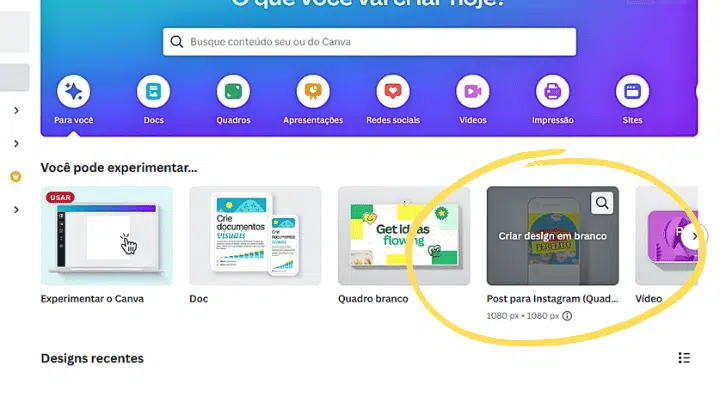 Criando Post para o Instagram no canva