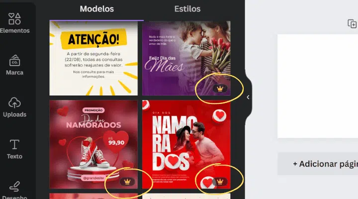 Design Pago e grátis no canva