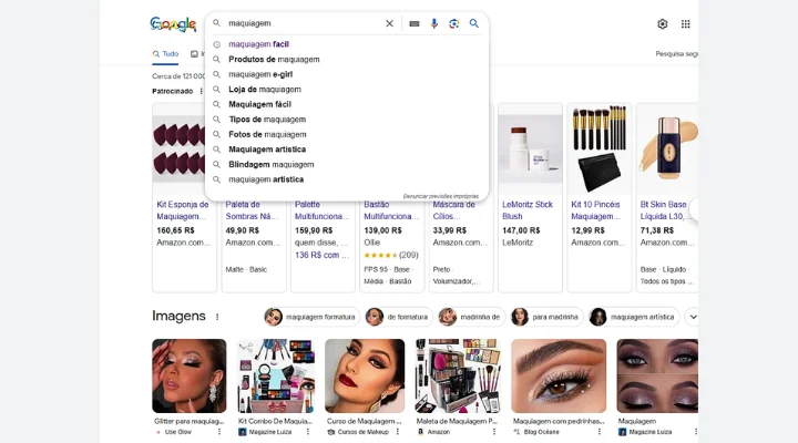 pesquisa google para o termo maquiagem
