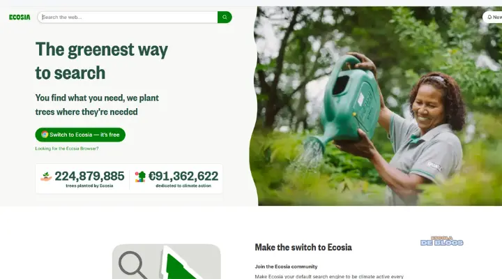 Buscador de sites Ecosia