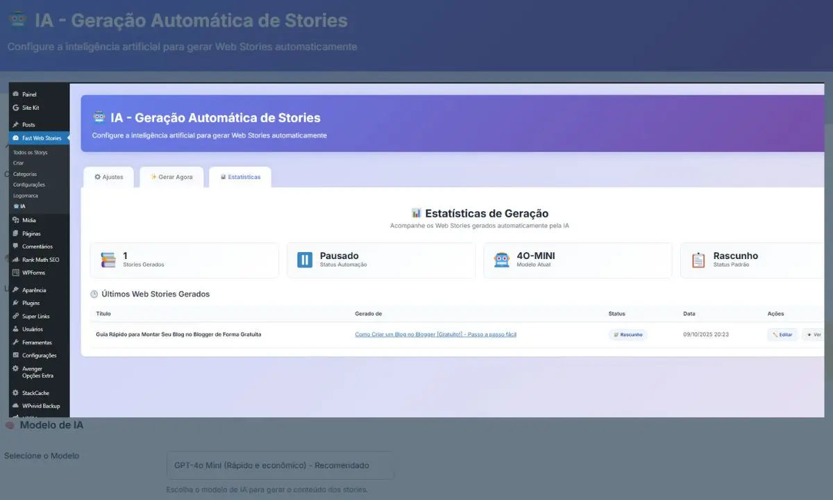 Fast Web Stories com IA: a nova atualização que cria Web Stories automáticos no WordPress 5 Visualizando os Web Stories Criados