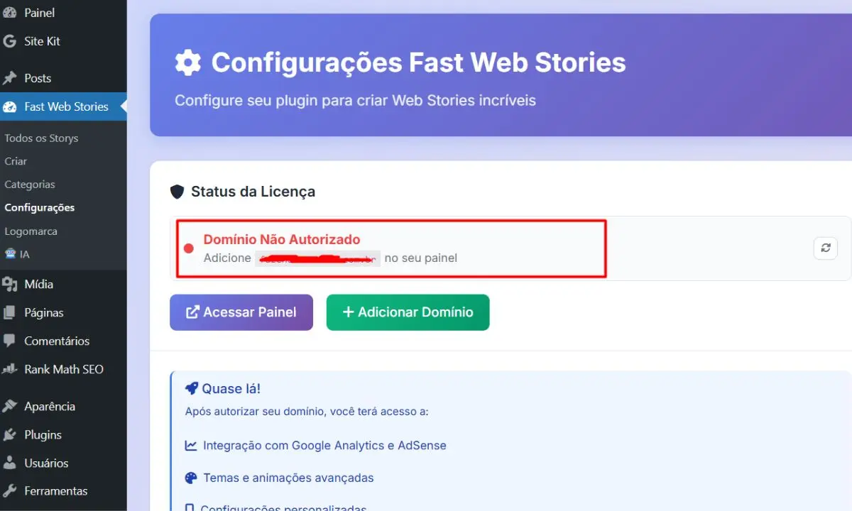 Fast Web Stories com IA: a nova atualização que cria Web Stories automáticos no WordPress 3 autorizar o site